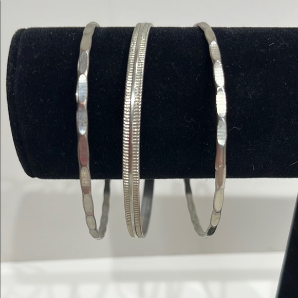 Faux, Elegant Silver Bangle, Costume Bracelet set. - Picture 1 of 7